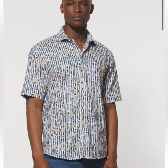 NWT Johnnie-O Jenner Top Shelf Button Up Shirt in color Lake Medium - Picture 1 of 7